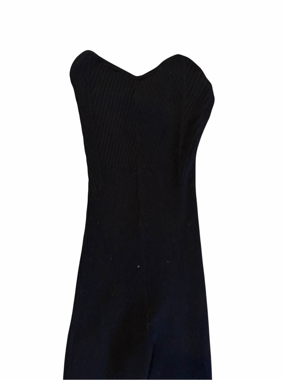 FREE PEOPLE Black Ribbed Strapless Cropped Fitted Romper / Jumpsuit - Picture 2 of 5